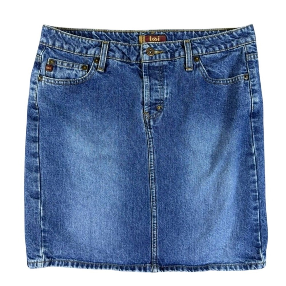 Vintage 90s/Y2K L.E.I. Button Fly Denim Skirt
